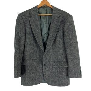 Anderson & Emami Men's Size 42R Grey Herringbone 100% Wool Blazer Jacket